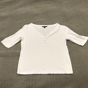 Banana Republic White Short Sleeve Henley Top